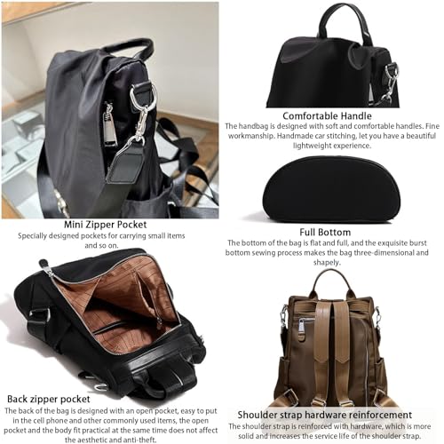 Goodwillbrave Bag, Anti-Theft Multi-Purpose Bag, Anti Theft Backpack Shoulder Bag for Women Multi Purpose-Black3
