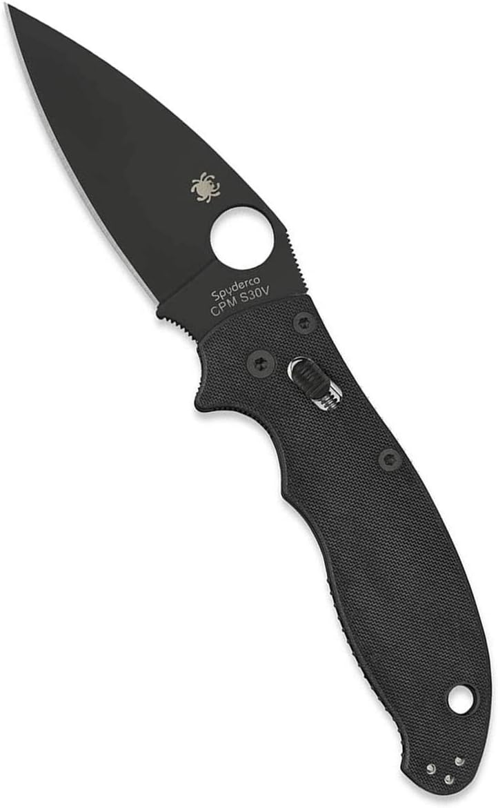 Spyderco Manix 2 Folding Pocket Knife with 3.3" CPM S30V Steel Blade and G-10 Handle - EDC Knife for Men and Women, Perfect for Hunting, Tactical, Camping, Survival, Hiking - PlainEdge - C101GPBBK2