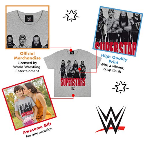 WWE Superstars Camiseta de los Muchachos Cuero Gris 128 | Las Edades de 5-14 Ropa de los niños, Lucha John Cena Braun Strowman Romana Reina Seth Rollins Niños Top