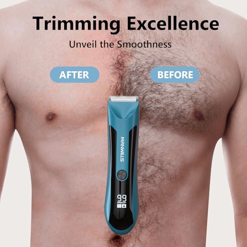 Image of Body Hair Trimmer Men - Body Groomer, Groin Hair Trimmer for Men Waterproof Wet /Dry Use, Electric Ball Trimmer /Shaver with Charging Dock, Male Hygiene Razor, Mens Grooming Kit