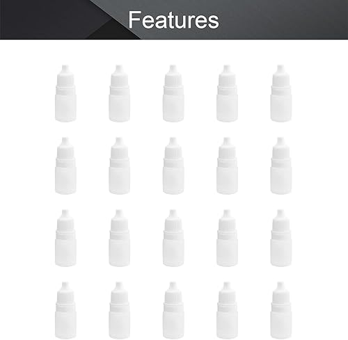 Miniatura 4 de Othmro 30 botellas de plástico de polietileno de 0.2 onzas, botellas de gotero de ojos de laboratorio, botellas de gota de líquido exprimible para