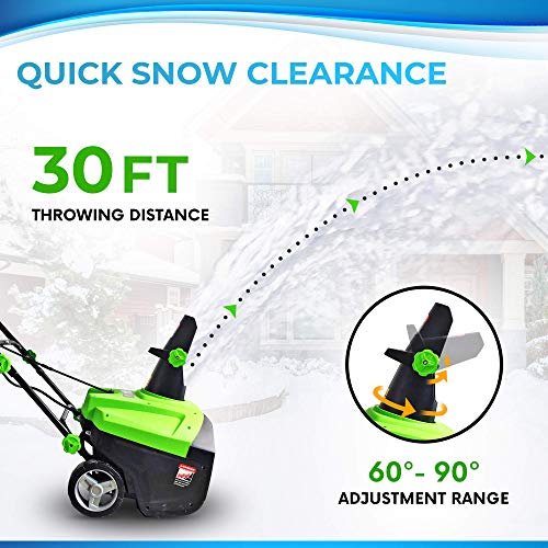 Project One Electric Snow Blower,|15-Amp| 20-Inch Width Steel Auger Dual Electric Motor Snow Thrower, 180° Chute Rotation, 45\" Vertical, 30 FT Throwing Distance, Electric Lightweight, Low Noise - Thumbnail 5