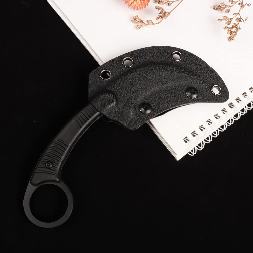 MASALONG kni257 High carbon stainless steel,Mini Claw Tactical Fixed blade knife with sheath (black)