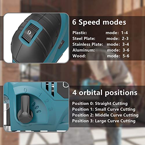 ORFELD Jig Saw Corded Electric, 6.5-Amp 3200SPM Jigsaw Tool with 780W Power Copper Motor, Laser, Variable Speed, 4 Orbital Sets, 45°Bevel Angle, 6 Blades - Thumbnail 7
