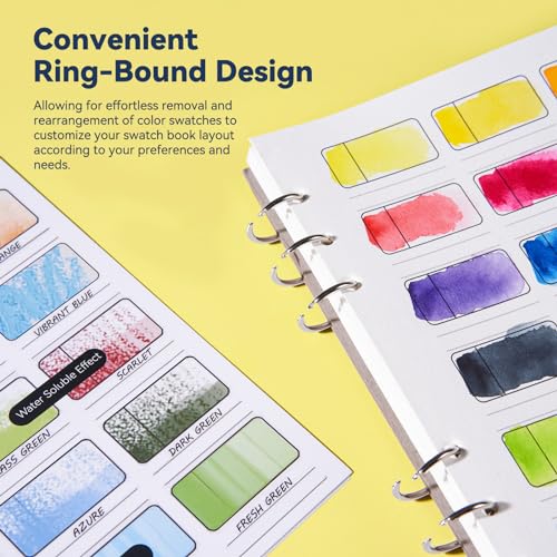 LIGHTWISH Watercolor Swatch Book,12 Detachable Sheets,100% Cotton, 300gsm/140lb,Acid-Free,Color Diary for Oil Pastels,Watercolor,Gouache,Colores Pencils,10.63 * 7.68 Inches — view 4
