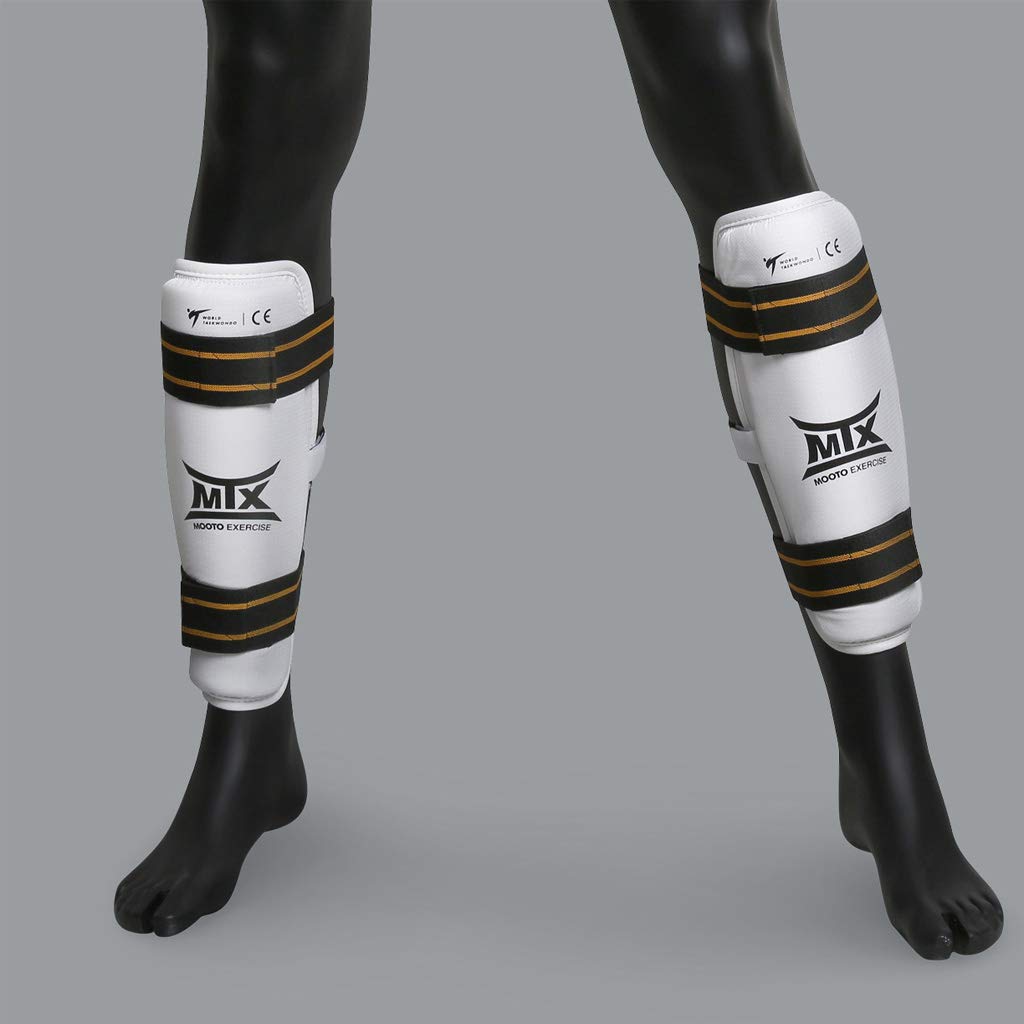 Mooto MTX Taekwondo Shin Protector WTF Approved TKD Guard Black & White XS to XL … (L)