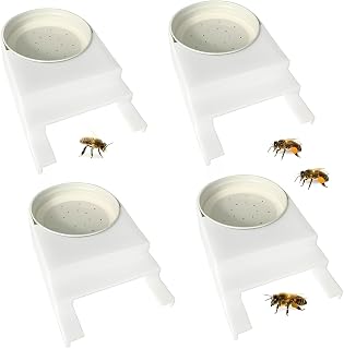 Bee Feeders for Hives 4 Pack, Bee Entrance Feeder Beehive Feeder Water or Sugar Syrup Feeding Equipment, Easy Installation Reusable Beekeeping Supplies (White)