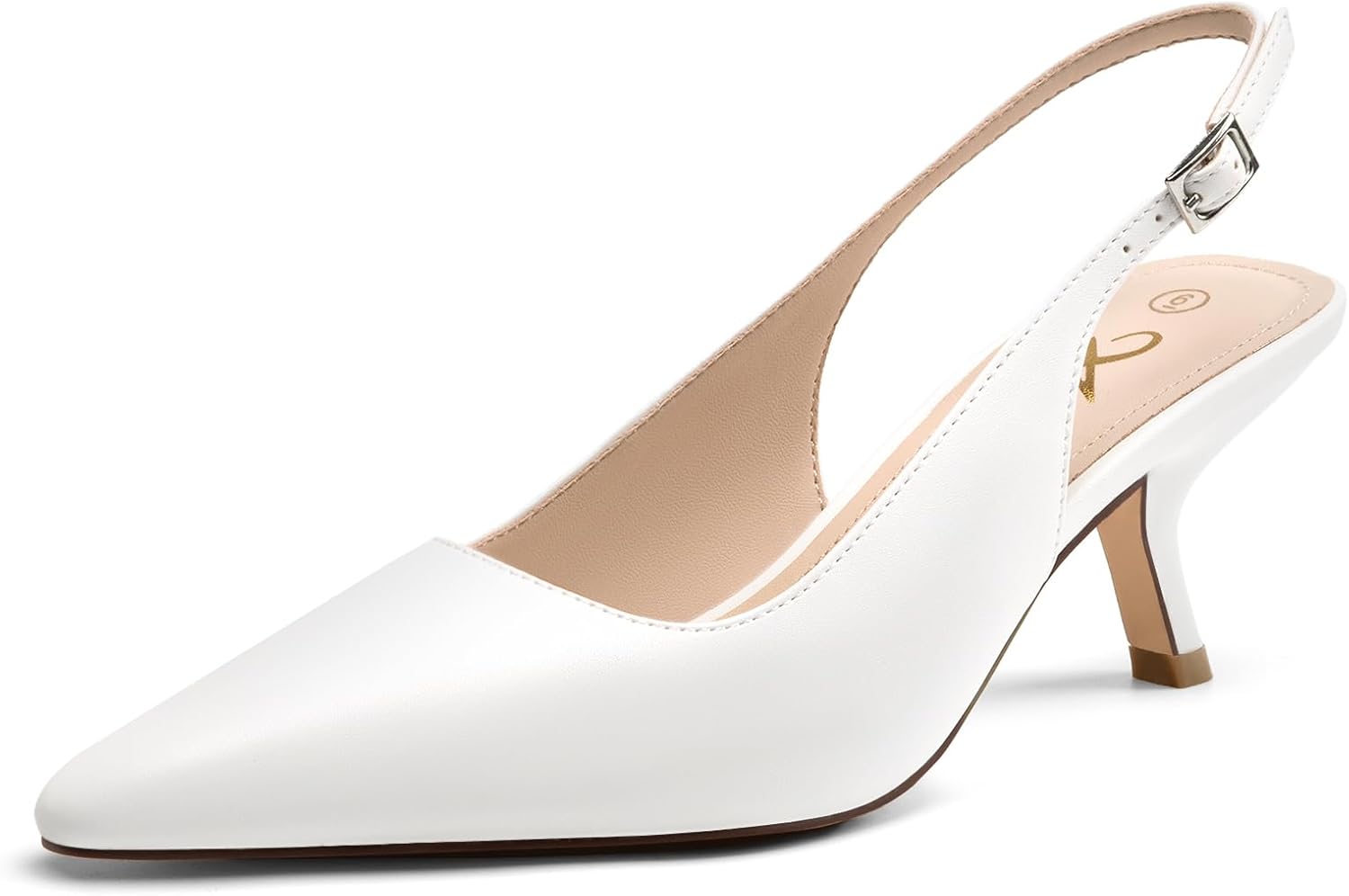 Athlefit Women's Low Kitten Heels Closed Pointed Toe Slingback Dress Pumps Shoes for Wedding Work Office