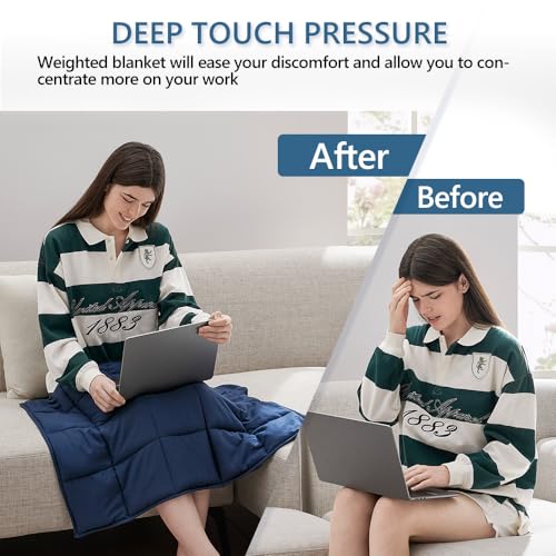 L'AGRATY Weighted Lap Pad 7lb: Small Weighted Blanket for Adults - Cooling, Portable Travel - Washable All-Season (29" x 24")