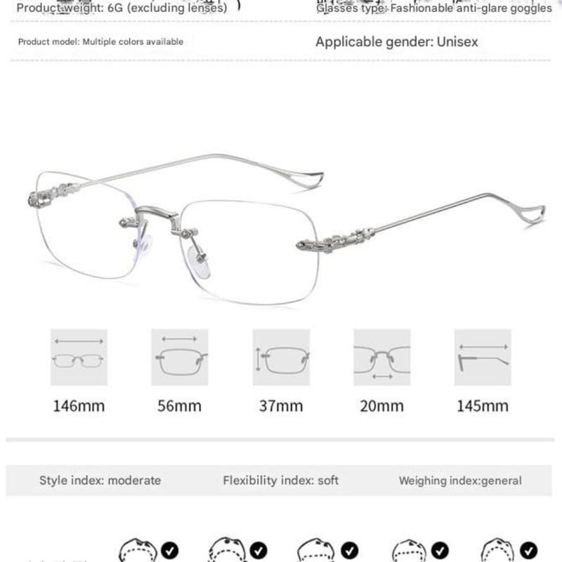 LUOLINGONGJUE® Frameless Reading Glasses for Middle-Aged Men and Women Lightweight Blue Light-Proof 2