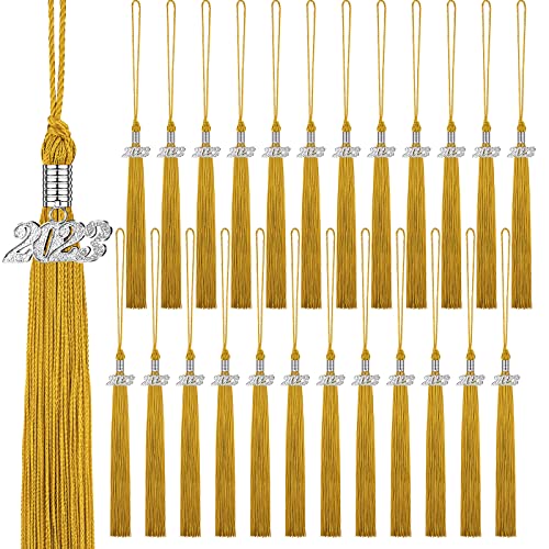 36 Stück 2023 Abschlusskappe Quasten Grad Abschluss Quasten Abschluss Hut Dekoration Quaste mit 2023 Jahr Datum Charms für 2023 Abschlussaktivitäten Party (Gold, Silber) Cover
