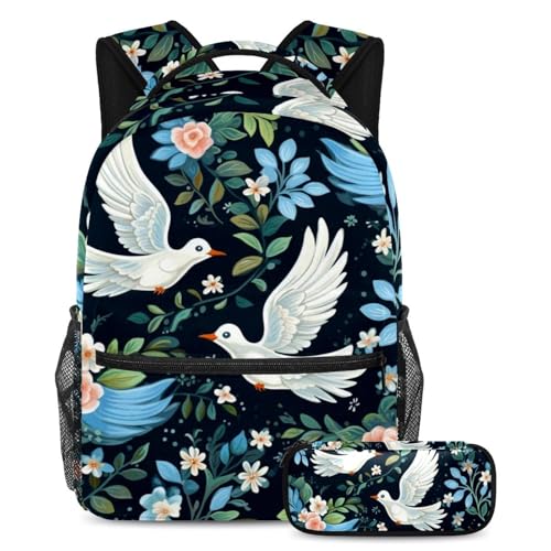 Cartables colombe de paix lot de 2 grand sac à dos avec trousse pour l'école