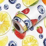 HOMETITUTE Mixed Citrus Fruit Wallpaper Peel and Stick Contact Paper Wall Paper Stick 118.1' x 17.7' Self Adhesive Removable Vinyl Wall Covering Bedroom Kitchen Bathroom Home Decor