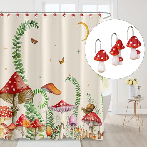 Crochets de rideau de douche champignon à suspension fluide lot de 12 - 3
