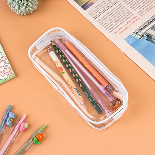 Odowalker 30 Pcs Clear Pvc Zipper Pencil Bag, Clear Pencil Case,Toiletries Exam Pen Pencil Pouch Case Large Capacity Travel Bag Makeup Pouch For Office Stationery School And Travel, White #TOP5