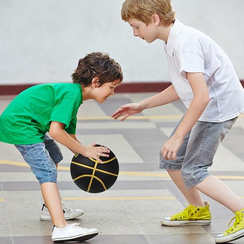 PECOGO Official Rubber Basketball 25.5" Outdoor Indoor Mens Basketball Ball Size 4 Black for Kids Youth Teen Boys and Girls Gift Ideas(Without Pump) - image 8