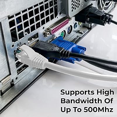 Cat6 Ethernet Cable for Gaming White 30ft LAN Network Patch Cord Wire - High Speed Internet Cable, RJ45, 24AWG, 500MHz Connectors for Router Modem, Compatible with PS3 PS4 PS5