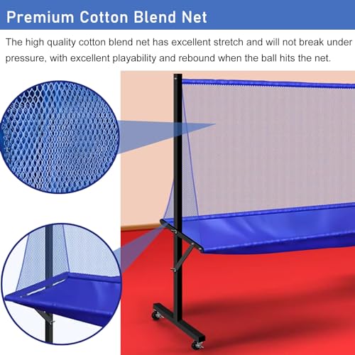 Rete di cattura palline da ping pong per tavoli da 182-203 cm, collettore e rullo per campi di allenamento