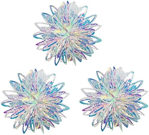 Iridescent Flower Ball Ornament Hanging Decoration, Foil Ceiling Decorative Hanging Ornaments for Christmas Bridal Shower Wedding Birthday Frozen Theme Party Fairy Princess Rainbow Show Decoration