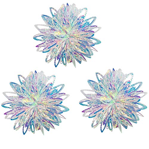 Image of Iridescent Flower Ball Ornament Hanging Decoration, Foil Ceiling Decorative Hanging Ornaments for Christmas Bridal Shower Wedding Birthday Frozen Theme Party Fairy Princess Rainbow Show Decoration