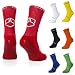PremSox Football Grip skarpety antypoślizgowe sportowe skarpety z antypoślizgowymi gumowymi podkładkami INISIDE and OUT niska poduszka do połowy łydki antypoślizgowa drużyna do biegania, rugby, koszykówki, fitnessu czarny, niebieski, czerwony, biały Czerwony UK5.5 to 11 EU39 to 46