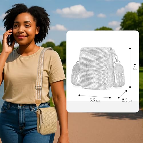 Haytijoe RFID Straw Crossbody Bag for Women 2025 Small Raffia Cell Phone Purse with Card Slots Crossbody Wallet for Travel2
