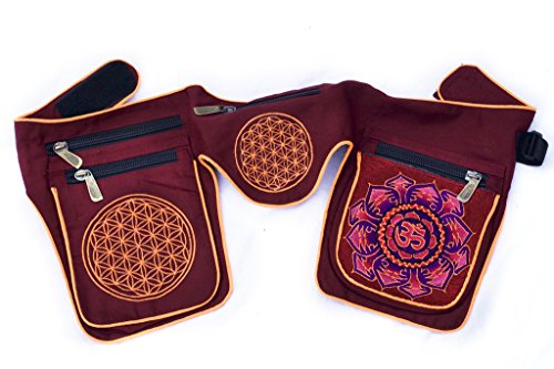 Sac banane psychedelique rouge anti perte a 7 poches et zips robustes