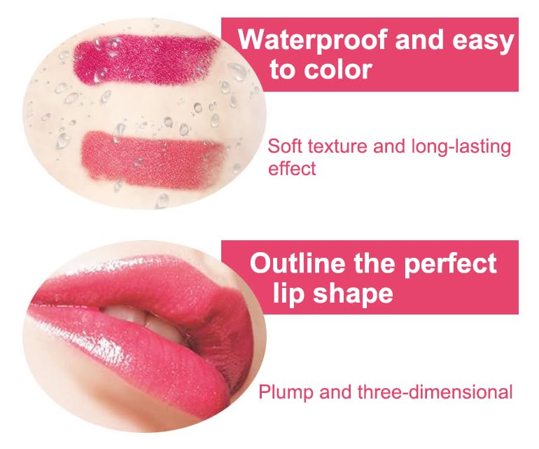 Miniatura 3 de AKOAK Lápiz labial de madera para mujer, lápiz labial cosmético impermeable, paquete de 2