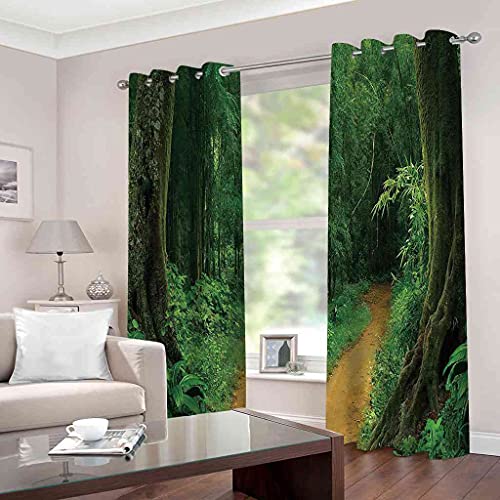 Rideaux occultants enfant forêt verte 140x160cm à oeillets en polyester isolant