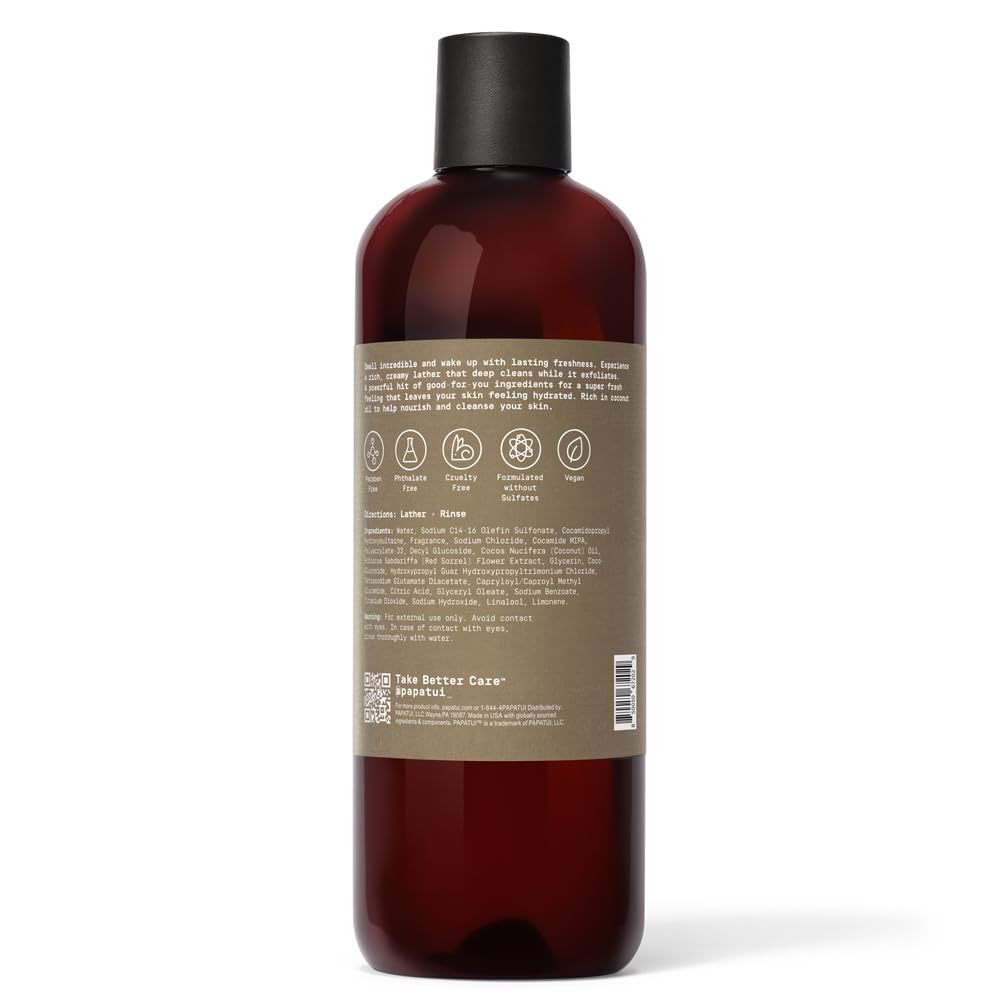PAPATUI by Dwayne Johnson Refreshing Body Wash for Men | Exfoliating, Hydrating & Made with Coconut Oil | Sandalwood Suede | 18 oz (Pack of 3)