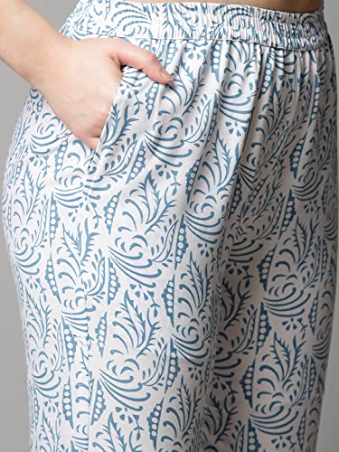 Image of ANNI DESIGNER Women's Cotton Blend Printed Straight Kurta With Pant