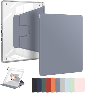 Case for Kindle Scribe with Pencil Holder - 360 Degree Rotation & Auto Wake/Sleep, Premium Folio Stand Case with Flexible Viewing Angles for Kindle Scribe 10.2 Inch 2024/2022, Dark Grey