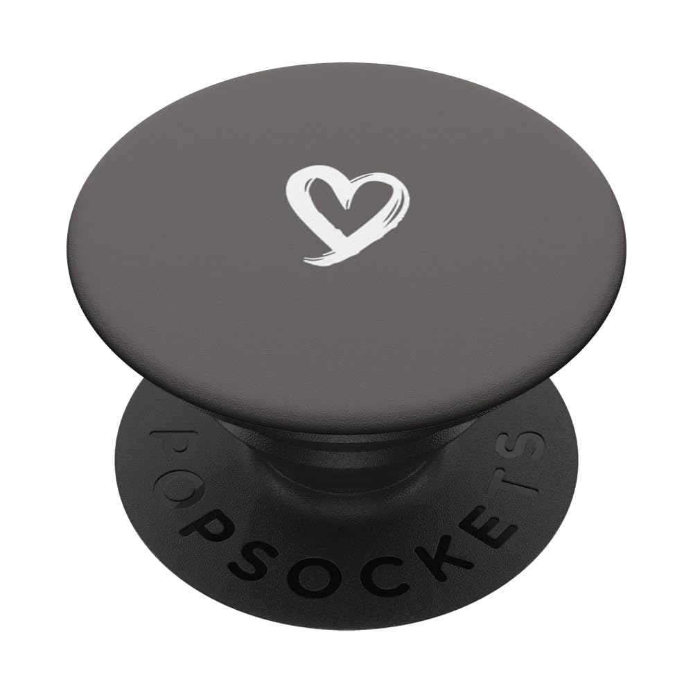 White Minimalist Heart Gray PopSockets Adhesive PopGrip