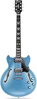 WestCreek 333 Félüreges Elektromos Gitár, Alnico Humbucker Pickupokkal, Jávorfa Test, Rózsafa Fogólap, Jumbo Érintők, Kavicskék Színben 1