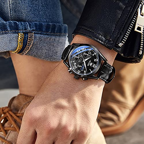 Image of OLEVS Mens Watches Stylish Chronograph Waterproof Luminous Silicon Strap Multifunction Watches for Men Business Men Wrist Watch