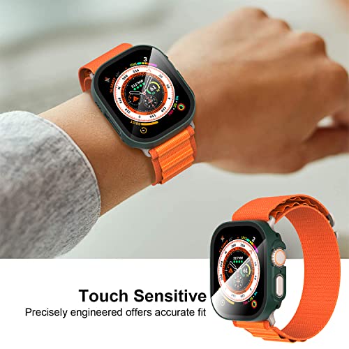 Diruite 2-Pack Screen Protector for Apple Watch Ultra 3/2/1 49mm Tempered Glass Case,All Around Hard Matte PC Protective Cover,Green,49mm - Image 3
