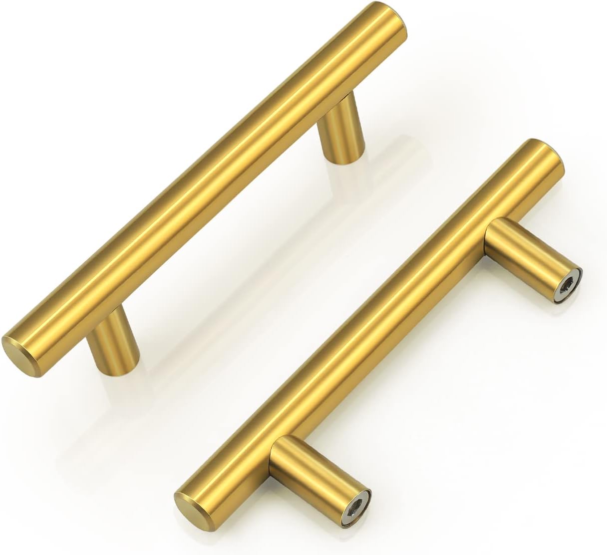 5 Pack Handles 3 inch 7mm Hole Centers Gold Drawer Pulls 5