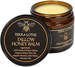Terra Lotus - Organic Grass-Fed Beef Tallow Balm with Raw Honey - Moisturizing Cream for Soft, Smooth Skin - Handmade All-Natural Moisturizer (2 Oz, Citrus)
