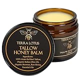 Terra Lotus - Organic Grass-Fed Beef Tallow Balm with Raw Honey - Moisturizing Cream for Soft, Smooth Skin - Handmade All-Natural Moisturizer (2 Oz, Citrus)