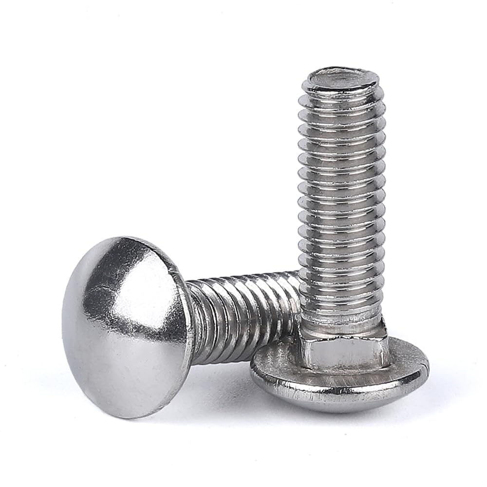 Cilky 2pcs Square Root Round Head Bolt M10 Carriage Bolt Neck Carriage Bolt 304 Stainless Steel Round Head Square Neck Metal Screws(M10*50)