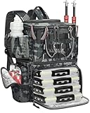MATEIN Mochila Pesca con 4 Cajas de Aparejos y Soporte para Caña, Camuflaje