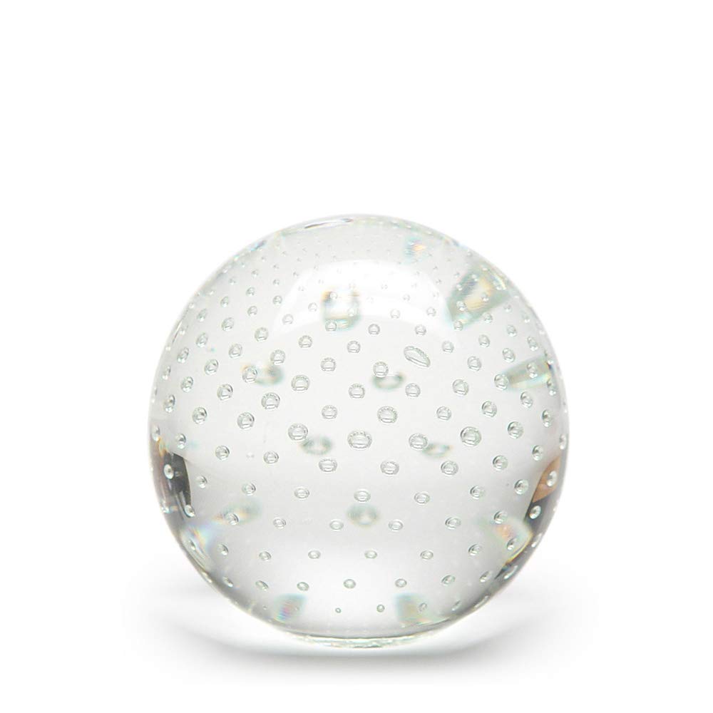 Cá d'OroBig Ball Glass Paperweight with Bubbles Hand Blown Murano-Style Art Glass