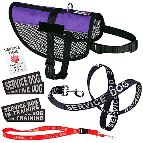 Dogline Service Dog Vest Harness Bundle with Reflective Leash, ID