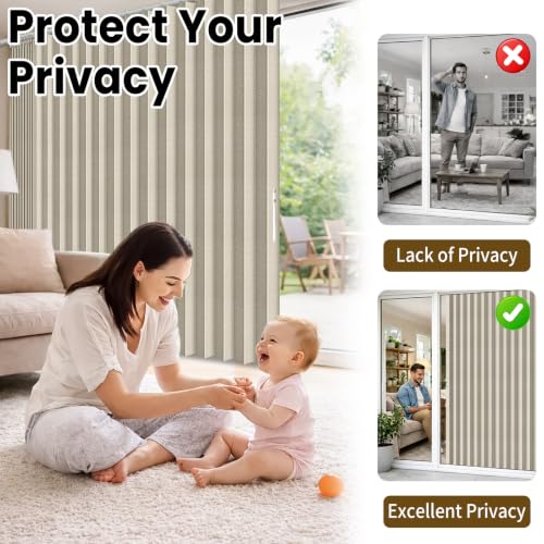 Image of AJAZZ Blackout Accordion Door Curtain 1 Panel 98 inchx106 inch Cream White - Magnetic Folding Room Divider, No-Drill Sliding Patio Closet