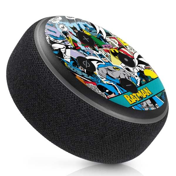 Skinit Decal Audio Skin Compatible with Amazon Echo Dot 3 - Officially Licensed DC Comics Batman Vintage Pose Collage Art Design