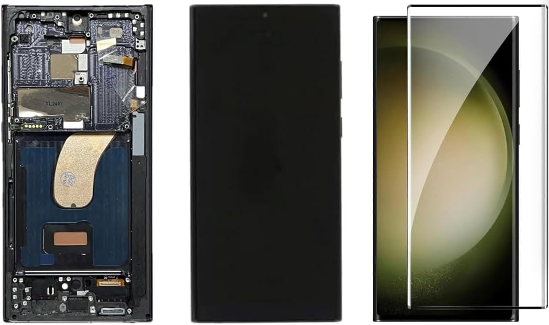 Galaxy S23 Ultra LCD Screen with Frame Replacement for Samsung Galaxy S23 Ultra SM-S918U S918A S918W LCD Screen Display Touch Digitizer with Frame+Tool (Black)