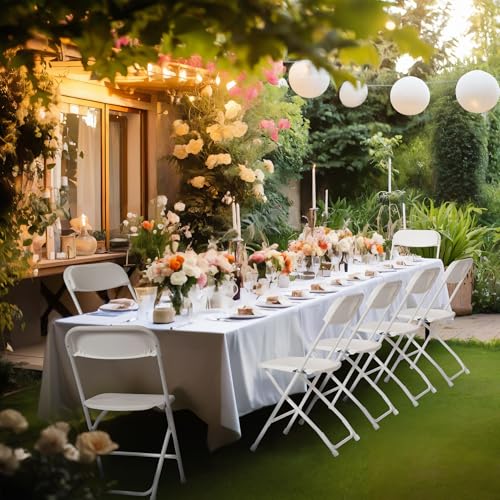 10 PCS Plastic Folding Chair, Portable Commercial Chair, 450 LB Capacity Premium Plastic Folding Chairs, Folding Chair for Wedding Party Outdoor Indoor, Stackable Folding Chairs White - Image 3