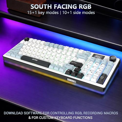 Image of Ant Esports Apex 300 Tri-Mode (2.4GHz-BT-Wired) 5Layer Gasket Mount Mechanical Keyboard, 95Key Anti-Ghosting + Knob, OLED Display, RGB, KTT Hot-Swap Switches,1000Hz Polling, 4000mAh for PC Mac Laptops