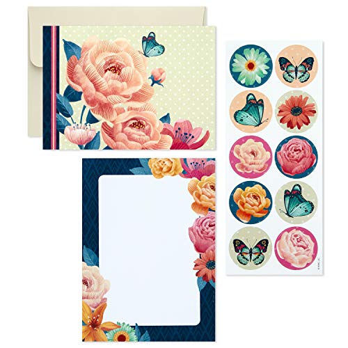 Hallmark Stationery Set With Desk Organizer, Floral (10 Blank Cards With Envelopes, 20 Writing Sheets With Envelopes, 75-Sheet Notepad, 30 Seals) #TOP3