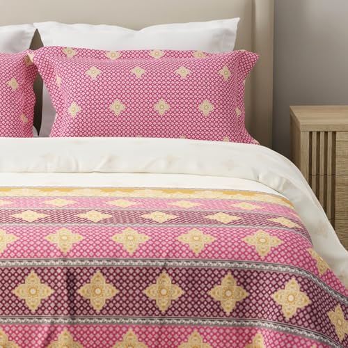 Image of Layers 100% Cotton for King Size Bed | 120 TC Printed, Soft, Breathable, Machine Washable Bedsheet with 2 Pillow Covers | Forever Collection (274 x 274 cm) - Pink & White